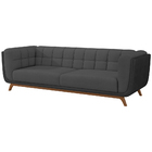 Sofá 2 Lugares 180cm Coin Courino Preto | Veludo Cinza - Sall